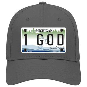 1 God Michigan Metal on Cotton Velcro Hat - Charcoal